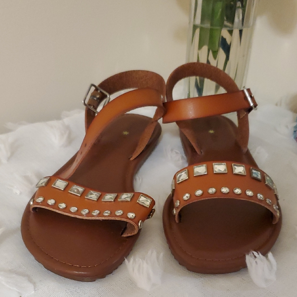 Seven Dials Tan Studded Sandals